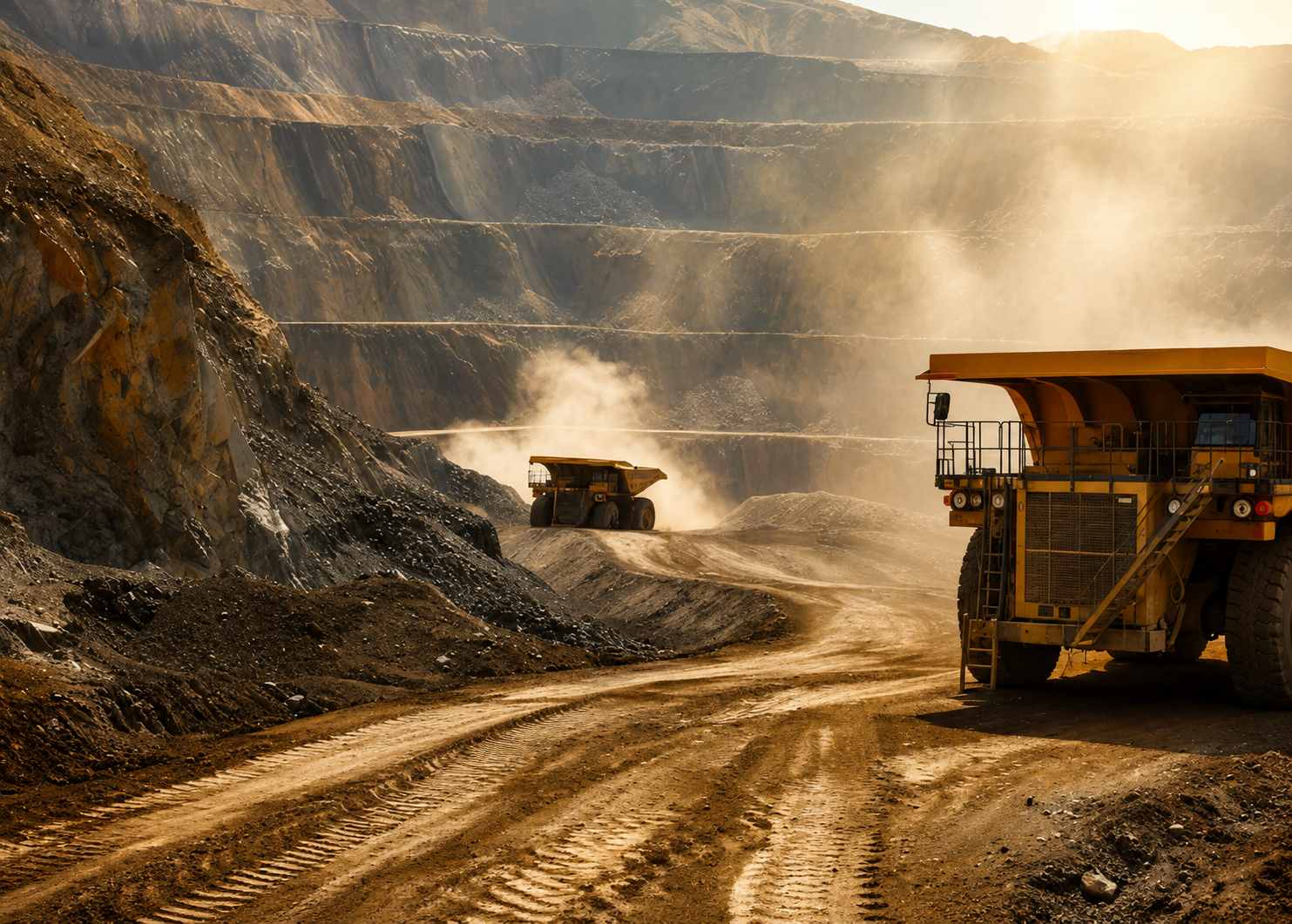 Mining truck on dusty road